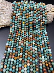 Cuentas de Jaspe Oceánico Natural, Redondas, Hermosas, Azules, Marrones y Naranjas, Cuentas de Piedras Preciosas de Alta Calidad para Joyería - Product Image 5