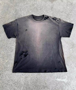 Camiseta de Hombre Estilo Vintage, Lavada y Desgastada, Tejido Dobby de 220g, Transpirable, Corte Regular, Lavado Ácido, Logotipo Personalizado - Product Image 3