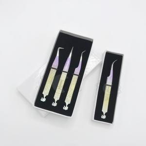 Outils professionnels pour cils de luxe, pinces à extensions de cils en argent ombré, logo personnalisé, acier inoxydable durable, revêtement en poudre - Product Image 1