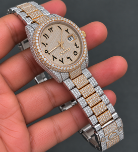 Reloj de Cuarzo con Incrustaciones de Diamantes Raj Gems, Esfera Redonda, Visualización de Fecha Analógica, Brazalete de Acero Inoxidable, Lujoso, Unisex, 40 mm - Product Image 4
