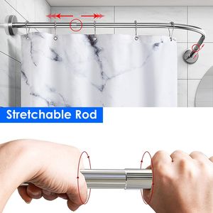 Asta Doccia Curva a L Regolabile in Acciaio Inossidabile, Resistente alla Ruggine, Espandibile, per Tenda Doccia, Materiale Metallico - Product Image 4