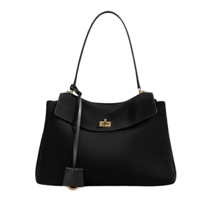 <b>Black</b> Genuine Leather High Quality Tote <b>Bag</b> Elegant Minimalist Shoulder Handbag with Zipper Closure Spacious Gift for Her - Product Image 1