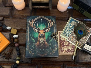 Herb Heritage Tree Life Leather Journal Deer <b>Art</b> Cover Hardcover <b>Sketchbook</b> Multi Color Sewing Binding Gift Usage 200 Sheets - Product Image 3