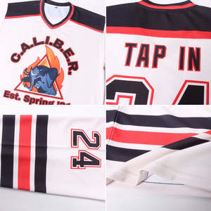 Custom Sublimation Ice Hockey Jersey Cream Black & Red Design - Full Customization High-quality Men's Sports Uniform - Product Image 5