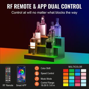 LED illuminata da 16 \ "mensola a 3 gradini per la visualizzazione di bottiglie di liquore per mobili da Bar e controllo App - Product Image 3