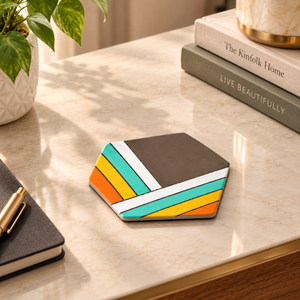 Ensemble de sous-verres hexagonaux en bois de manguier et résine époxy, 10 cm, sous-verres géométriques résistants à la chaleur, tapis de table pour tasses, mugs, maison, bureau, thé - Product Image 3
