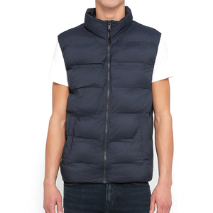 Chaleco de plumón sin mangas con cremallera completa, cuello alto, térmico, suave, informal, transpirable, para caballeros. - Product Image 2