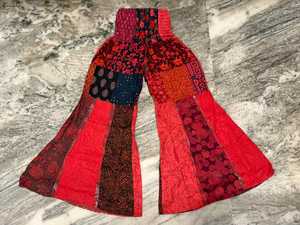 Pantalons palazzo faits à la main, respirants et en patchwork |   Pantalon en coton à taille haute et jambes larges, style bohème hippie pour l'été - Product Image 6