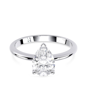 Bague de fiançailles solitaire en diamant de laboratoire taille poire certifiée IGI, or jaune 10K bicolore, pour mariage, fête ou anniversaire - Product Image 1