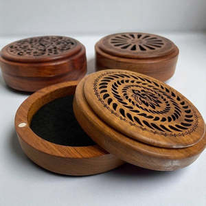 Boîte à encens ronde en bois avec doublure ignifuge - Vente en gros WCB - Product Image 1