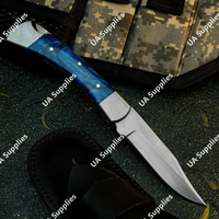 Pisau Lipat Taktis Profesional Baja Damaskus Berkualitas Tinggi Langsung dari Pabrik, Gagang Kayu Kulit OEM