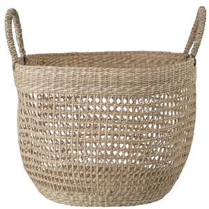 Handwoven Seagrass Round Storage <b>Basket</b> with Handles for Home Decor KingcraftViet - Product Image 3