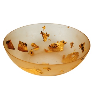 Bol en résine artisanal de luxe moderne - Blanc et feuille d'or, centre de table décoratif, compatible lave-vaisselle et écologique - Product Image 1