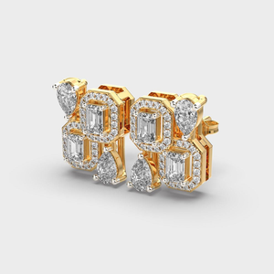 Moissanite Gold Geometric Stud <b>Earrings</b> Emerald Cut <b>Heart</b> Pear Shape Diamond Look Luxury Statement Womens Jewelry - Product Image 3
