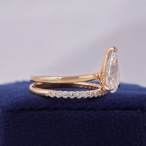 Bague de fiançailles en diamant taille poire pour femme, style classique, or rose, diamants cultivés en laboratoire certifiés IGI couleur D - Product Image 4