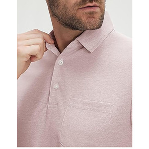 Polo de Manga Corta para Hombre, Color Rosa Bebé, Estilo Casual, Liso, Tejido Transpirable, Logotipo Personalizado, OEM, ODM Disponible - Product Image 5