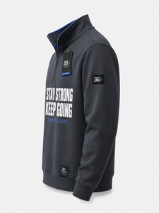 Sweat-shirts personnalisés pour hommes à col rond, demi-zip ou quart-zip, en molleton doublé, couleur unie, style zippé pour l'hiver - Product Image 2