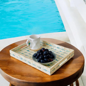 PERFECT ENTERPRISES Rectangular Wooden Serving Tray Inlay Nacre Ottoman Tray with <b>Handles</b>, Tea tray, Cocktail Tray - Product Image 6