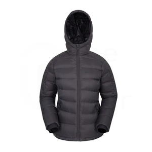 Veste d'hiver noire pour homme avec capuche, fermeture éclair, coupe-vent, style décontracté, couleur unie, rembourrée de duvet, coupe classique - Product Image 1
