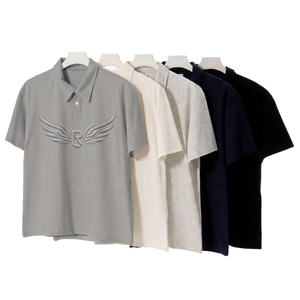 Polo en coton pour homme, manches courtes, couleur unie, respirant, tricoté, décontracté, coupe classique, blanc, beige, gris, marine, noir - Product Image 4