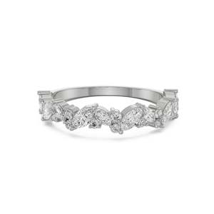 Bague en Moissanite taille Marquise, sertie pavé de pierres mélangées, avec bande en argent incurvée, bijou de mariée élégant pour mariage et anniversaire - Product Image 5