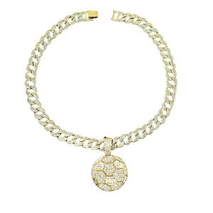 Colgante de Fútbol Jewelux, Plata 925, Chapado en Oro Rosa, con Microincrustaciones, Estilo Lujoso Hiphop, Unisex, para Uso Diario, de la India - Product Image 5