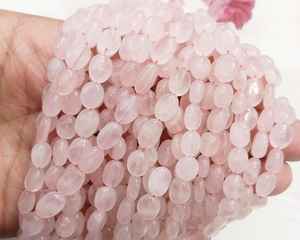 Perles ovales en quartz rose naturel, perles de pierres précieuses, pour la fabrication de bijoux, vente en gros - Product Image 1