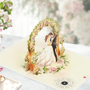 Elegante Tarjeta de Felicitación Pop-Up 3D con Arco Floral, Diseño Personalizado, Acabado Mate, Papel de Alta Calidad para Invitaciones Personalizadas - Product Image 1