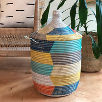 Panier de rangement en jonc de mer tressé à la main pour enfants, design moderne minimaliste de luxe multicolore, conception flexible, durable et écologique