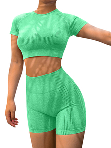 Conjunto Deportivo para Mujer, Estilo Nuevo, Color Sólido, Cintura Alta, para Yoga y Fitness, Venta al Por Mayor - Product Image 1