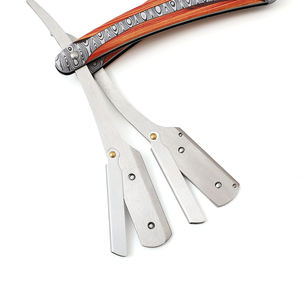 Wood Handle Straight <b>Razor</b> Stainless Steel Blade Single Blade For Face Shaving Smooth & Comfortable Professional - Product Image 1