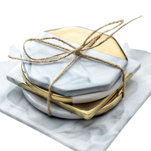 เขียงไม้รูปไข่ที่ฝังหินอ่อนดีไซน์ทันสมัยกันลื่น - Product Image 1