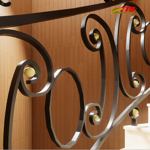 Rampe d'escalier moderne pour maisons et villas de luxe, résistante à l'eau et à la rouille, installation facile, intérieurs classiques, artisanat en fer. - Product Image 1