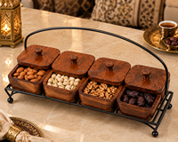 Ensemble de pots à collation en métal avec couvercles, 4 pièces, design rustique rectangulaire, multifonctionnel pour la table à manger, plateaux décoratifs ABI OVERSEAS MT-032