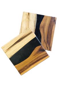 Royal Essence ชุดจานชามเรซินฝังด้วยมือและจานรองแก้วทำจากไม้ที่ทันสมัยสำหรับรับประทานอาหารสุดหรูของขวัญตามเทศกาล - Product Image 2