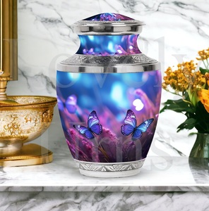 Urne funéraire pour cendres en forme de papillons violets, urne commémorative bleue, urne commémorative pour cendres humaines, souvenir décoratif - Product Image 3