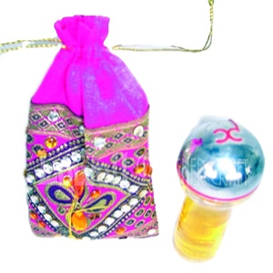 Silk Border Organza Drawstring Pouch Casual Eco-Friendly Christmas Gift Bag - Product Image 1