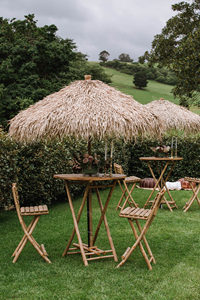 Sombrilla de Bambú para Patio Exterior, Estilo Boho, con Base de Bambú y Hojas de Palma Naturales, Venta al Por Mayor Directo de Fábrica - Product Image 4