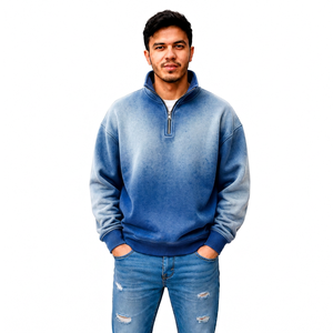 Fournisseur d'habillement OEM en gros pour hommes, style streetwear, avec finition vieillie et effet délavé personnalisé, fermeture éclair quart de tour, marque privée, usine - Product Image 1