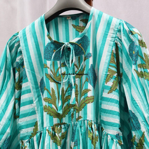 Beautiful floral Cotton Block Printed dress Dress For Casual wear Hand Block Printed Dress - Product Image 5