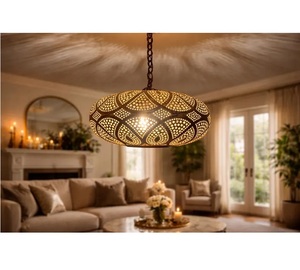 <b>Moroccan</b> Handmade Iron <b>Lantern</b> Blue Patterned Hanging Lamp Home Decoration - Product Image 4