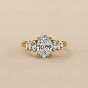 Authentic Moissanite 6x8MM Oval Cut 7 Stone Halo <b>Ring</b> <b>925</b> <b>Silver</b> Fine Fully Eternity Band Gift For Anniversary Party - Product Image 6