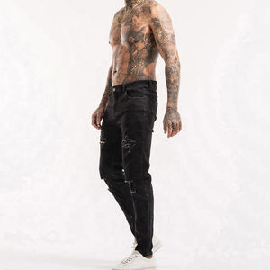 กางเกงยีนส์แฟชั่นผู้ชายขายส่ง กางเกงยีนส์ทรงสลิมฟิตผู้ชาย ดีไซน์เนอร์ยีนส์ผ้ายืดสีดำ กางเกงยีนส์ผู้ชาย - Product Image 5