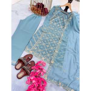 Conjunto de Top y Dupatta para Mujer de Diseñador, Elegante para Fiestas, Estilo Palazzo - Product Image 1