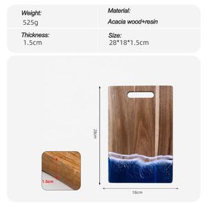 Planche à découper décorative en bois écologique Bold Blossom, infusée de résine, avec poignée pendentif, épaisseur 1,5 cm, pour service - Product Image 3