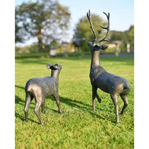 Figurines de cerfs en bronze grandeur nature, décoratives, faites à la main, style antique, paire de sculptures de rennes, articles de décoration de Noël pour la maison - Product Image 3