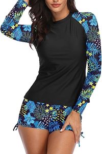 Ensemble de maillot de bain confortable pour femmes, protection contre les éruptions cutanées, pour la plage, la natation, le surf, avec tissu doux, protection UV, coupe extensible - Product Image 5