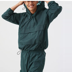 Chaqueta Anorak con Capucha y Cierre de Cremallera para Hombre, con Bolsillo Frontal, Resistente al Agua, Cortavientos para Exteriores, Logotipo Personalizado, Ligera - Product Image 2
