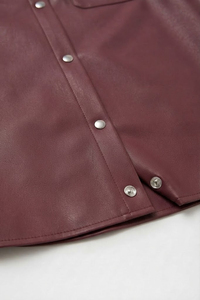 Chemise en cuir boutonnée pour homme, chemise formelle en cuir véritable de qualité supérieure, fabricant de vêtements en cuir sur mesure, satin tricoté - Product Image 5