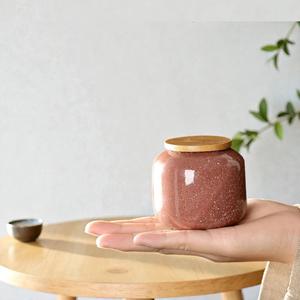 Tarro de Almacenamiento para Cocina con Acabado Glaseado Moteado y Tapa de Bambú, Acabado Liso, Organizador Moderno para Encimera, Elegante Contenedor para Despensa - Product Image 3